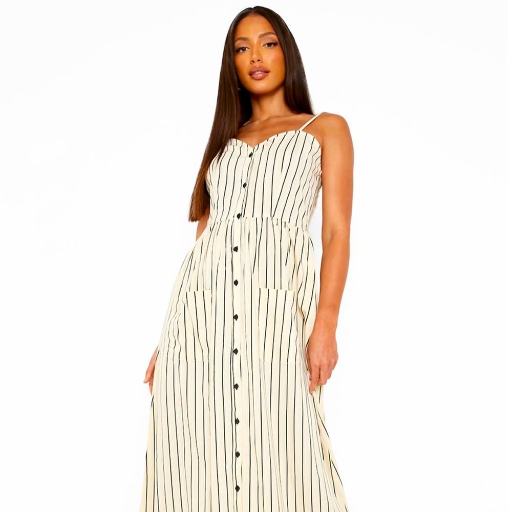 Tall Stripe Button Up Pocket Maxi Dress